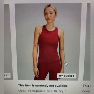 Lululemon workout tank - pomegranate size 10